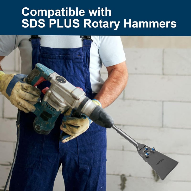 Firecore SDS Plus Floor Scraper with Spare Bolts and Locknuts, 5 Inch x 11 Inch Tile Removal Chisel Tool Long Handle Heavy Duty for Rotary Hammer Drill, Thinset Scraper Adhesives Remover FS22510 - Image 4